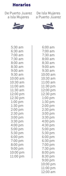 horarios ultramar ferry a isla mujeres