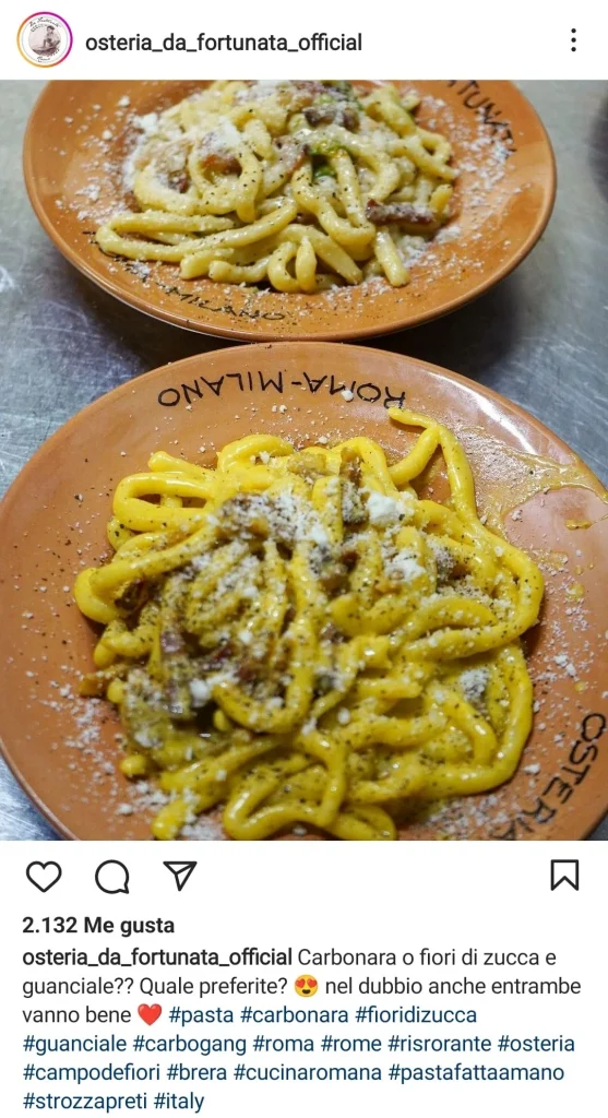 Osteria da Fortunata donde comer roma