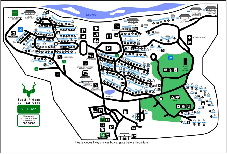 Mapa del alojamiento SKUKUZA en el Kruger, Sudafrica
