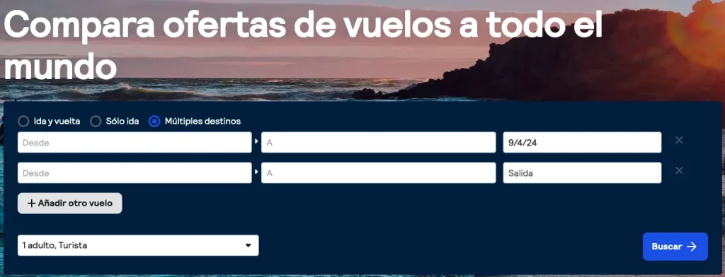 Portal de múltiples destinos de Skyscanner