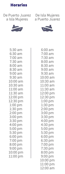 horario ferry Isla Mujeres